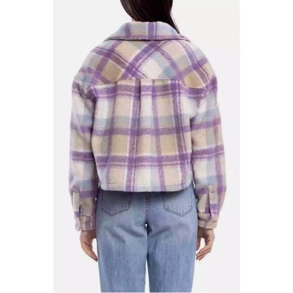 BLANK NYC Purple Plaid Cropped Shacket Jacket in Keep it Up Plaid  // S - Picture 2 of 9